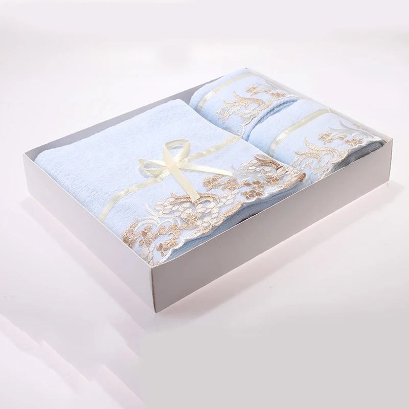 Kaufen Hochzeit Bad Handtuch Geschenk Box Set Handtücher Bad Baumwolle Spitze 3 Stück Serviette Bain köln männer bad handtücher für erwachsene 3DBH122V