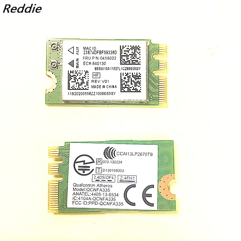

KHY Atheros QCNFA335 WLAN Wifi Bluetooth4.0 NGFF Wireless Card for Lenovo G40-30 45 70 B50 V1000 FRU:04X6022 WLAN