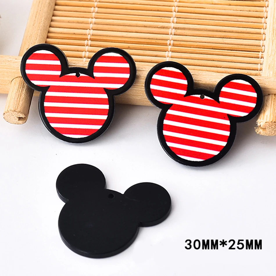 

50pcs 30*25mm Solid Black Color Cartoon Mouse Flatback Resins Acrylic Charms Planar Resin DIY Craft Jewelry Accessories DL-645