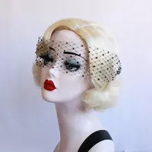 Черная вуаль с завязанными глазами, Черная вуаль с птичьей клеткой, кристалл, свадебный головной убор, головной убор