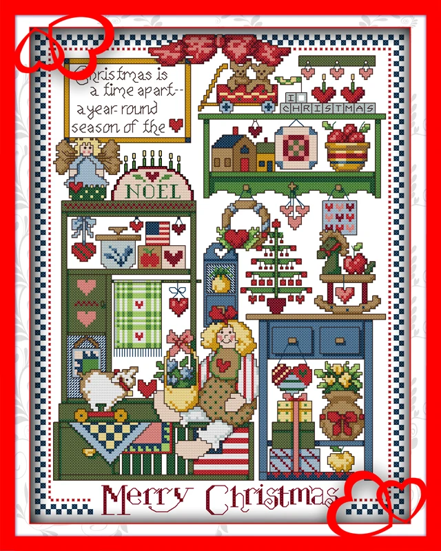 

Christmas gift cross stitch kit cartoon 14ct 11ct count print canvas stitching embroidery DIY handmade needlework