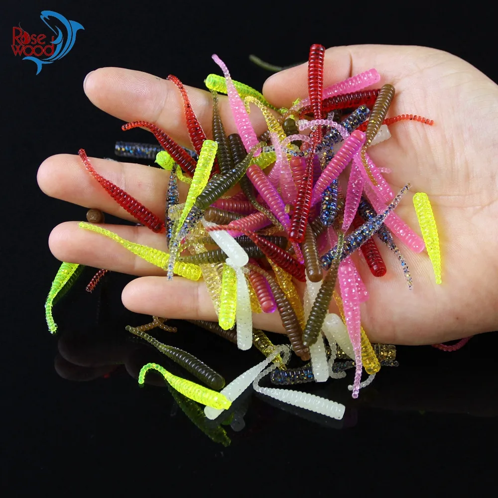 100pcs Pesca Artificial Soft Bait 4cm0.3g UL Fishing Worm Swimbaits Soft Lure Carp Fishing Bait Fishing Lure Mixed Colors  (44)