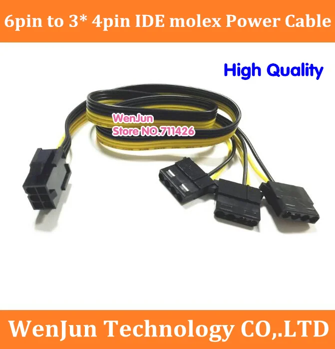 Best Price High Quality 20cm PCIe PCI-E 6pin female to 3 IDE 4pin molex Video Card Power Supply Adapter Cable 50pcs-100pcs