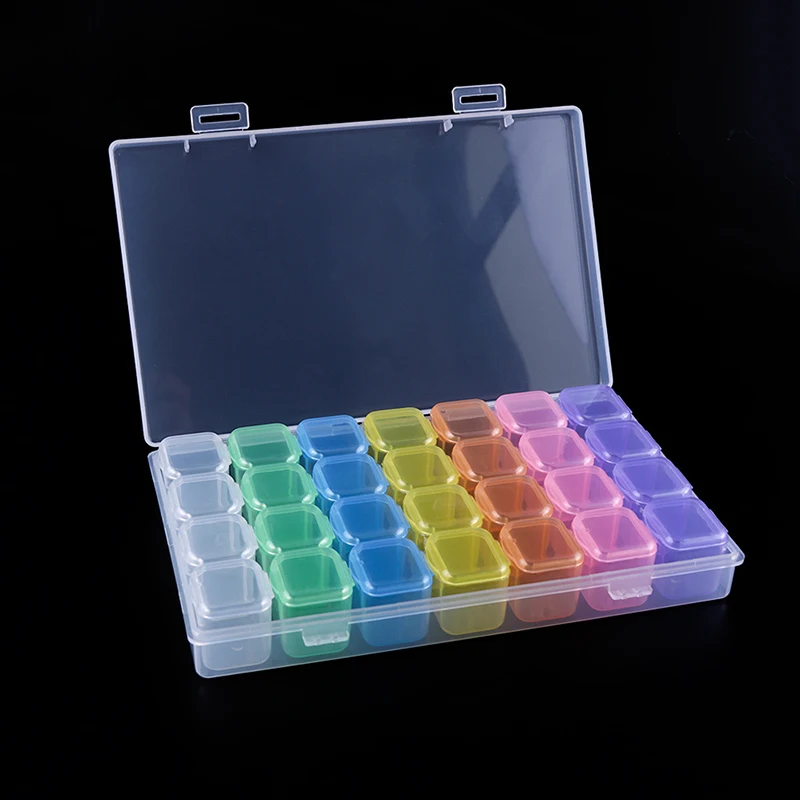

28Lattices Dismountable Diamond Painting Box Embroidery Accessories Rhinestones Boxes Cross Stitch Cases Home Storage