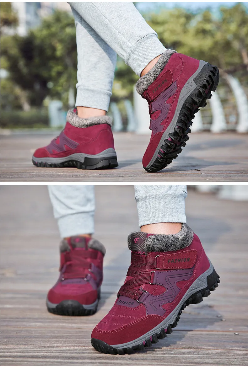 2019 Winter women snow boots women warm push ankle boots female high wedge waterproof Boots rubber hiking boots shoes (15)