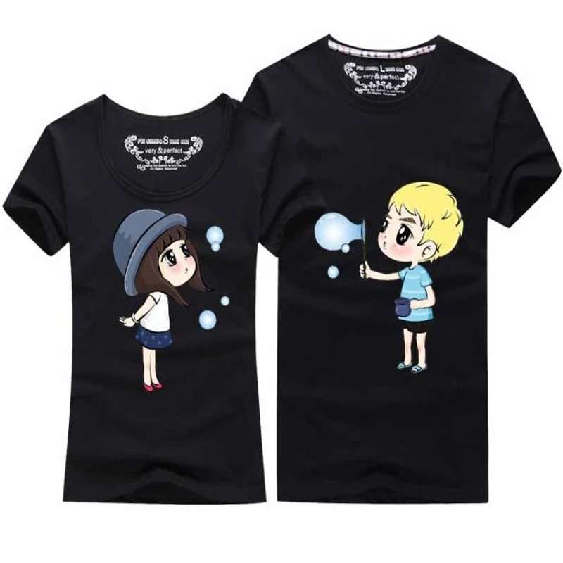 Summer New Cartoon T-Shirt Couple Clothes Women Men Cotton Short Sleeve T Shirt Casual Cute Sweet Couple T-Shirts For Lovers