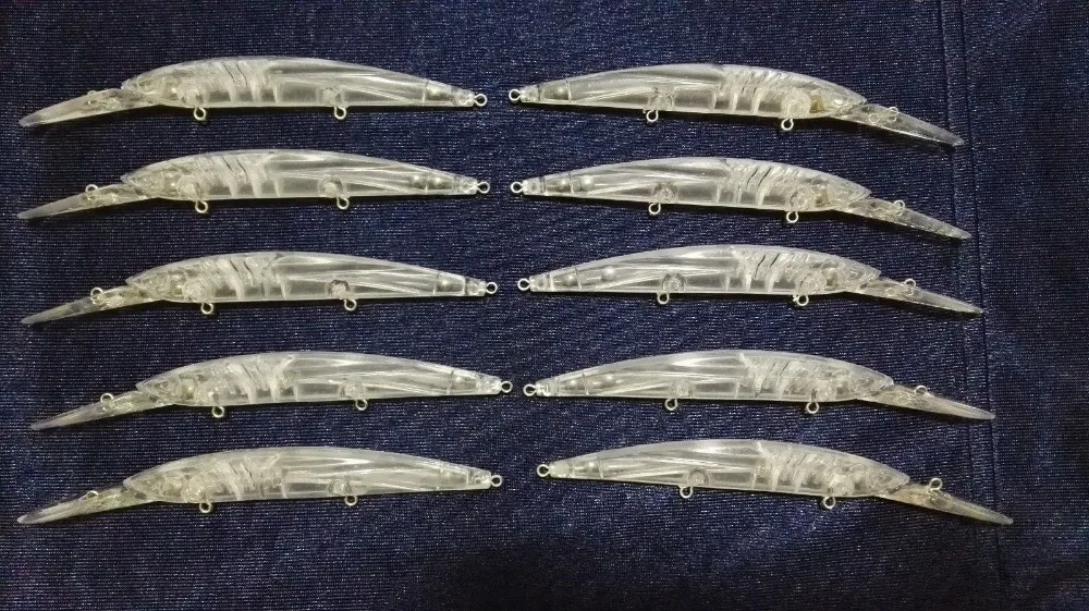 10pcs Unpainted Minnow Hard Baits Fishing Lure Bodies 5 1/2 Inch 1/2 OZ