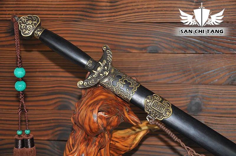 Полностью ручная работа, дамасский меч династии Цин, в сложенном виде, стальная коллекция, меч, полное лезвие, функциональный настоящий меч