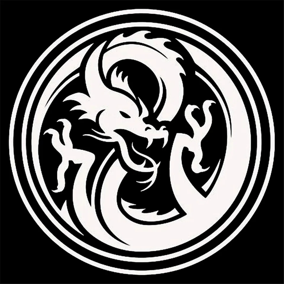 1414CM Classic Art Car Stickers Dragon Totem Mark Round Vinyl Car Styling Decal Car For Ford Audi BMW Toyota VW BlackSilver (2)
