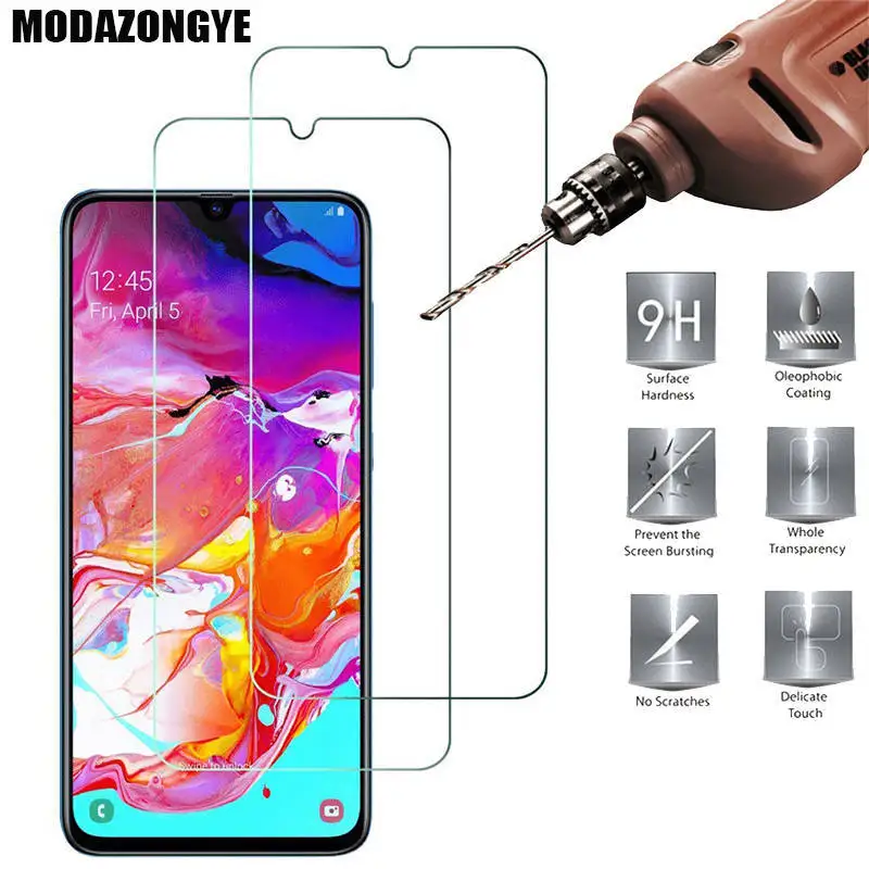 

2Pcs Tempered Glass For Samsung Galaxy A70 Screen Protector Samsung Galaxy A70 A 70 A705 A705F SM-A705F Glass Protective Film
