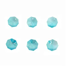 1000 шт/партия, светлый Аквамарин цвета, 14 мм Восьмиугольные кристаллы в 2 отверстия для украшения дома аксессуары