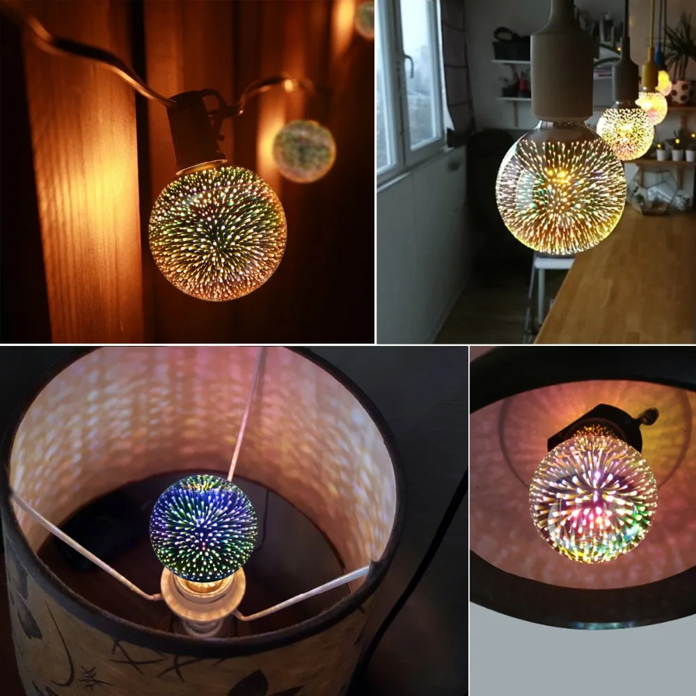 Новинка 3D эффект LED Фейерверк лампочки 110В 220В лампа винтажная декоративная