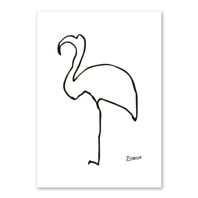 Picasso Gambar Garis Hewan Sketsa Minimalis Seni Kanvas Poster