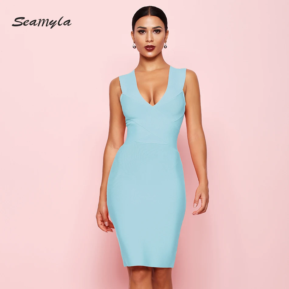 Seamyla/Новые бандажные платья vestidos летнее платье 2019 вечерние без рукавов женское