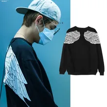 

Kpop BTS V same paragraph Angel wings loose printing women hoodies Korea lovers warm sweatshirts autumn Casual Harajuku tops