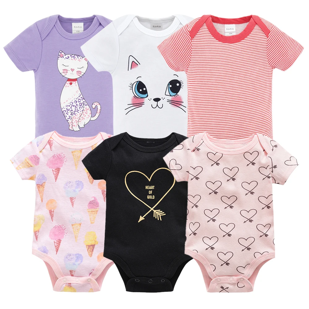 

2019 New Kavkas Newborn Baby Girls Footies Boys Clothes Babies Footie Long Sleeve 100%cotton printing Infant Clothes 0-12 Months