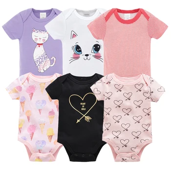 

2019 New Kavkas Newborn Baby Girls Footies Boys Clothes Babies Footie Long Sleeve 100%cotton printing Infant Clothes 0-12 Months