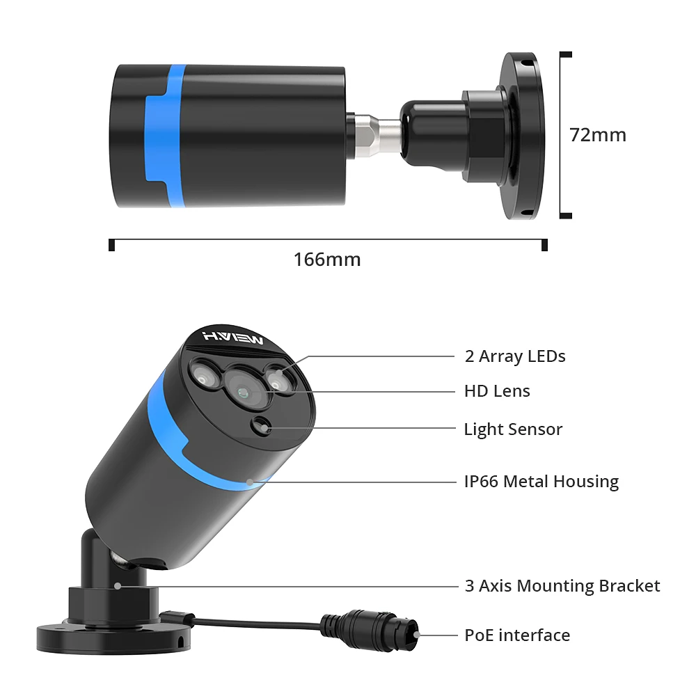  H.VIEW 4ch 1080p CCTV Camera System PoE H.265 CCTV Camera System 2mp Surveillance Kit PoE 48V Surve - 32896229404