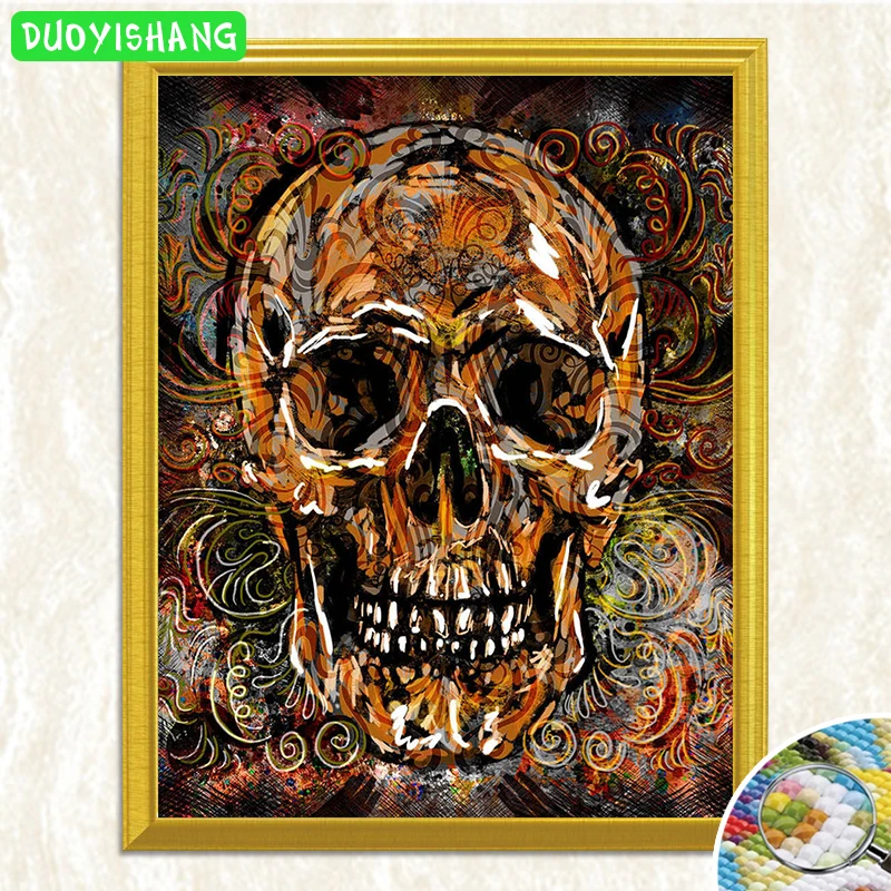 Coffee Skull Head Art 5D DIY Diamond Painting Full Square Embroidery Mosaic For Sale Rhinestones Needlework Kits | Дом и сад