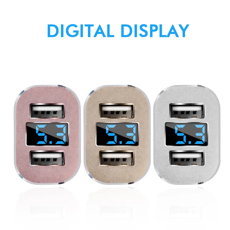 ANBES USB Car Charger Adapter Quick Charge 3.0 Digitale LED Voltage/Stroom Display Auto Fast Car Charger Voor Smart telefoon/Tab