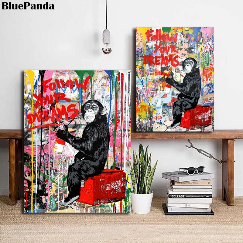 BANKSY FOLLOW YOUR DREAMS WALL ART ON CANVAS PHOTOS PICTURES HOME DECORATION