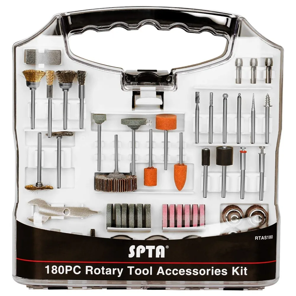

SPTA 180Pcs Rotary Tool Accessory Set with 3mm Shank- For Proxxon Dremel Rotary Tools For Cutting Grinding Sanding Polishing