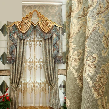 

custom luxury European style curtains bedroom living room bedroom luxury Jacquard Embroidery blackout curtain tulle E213