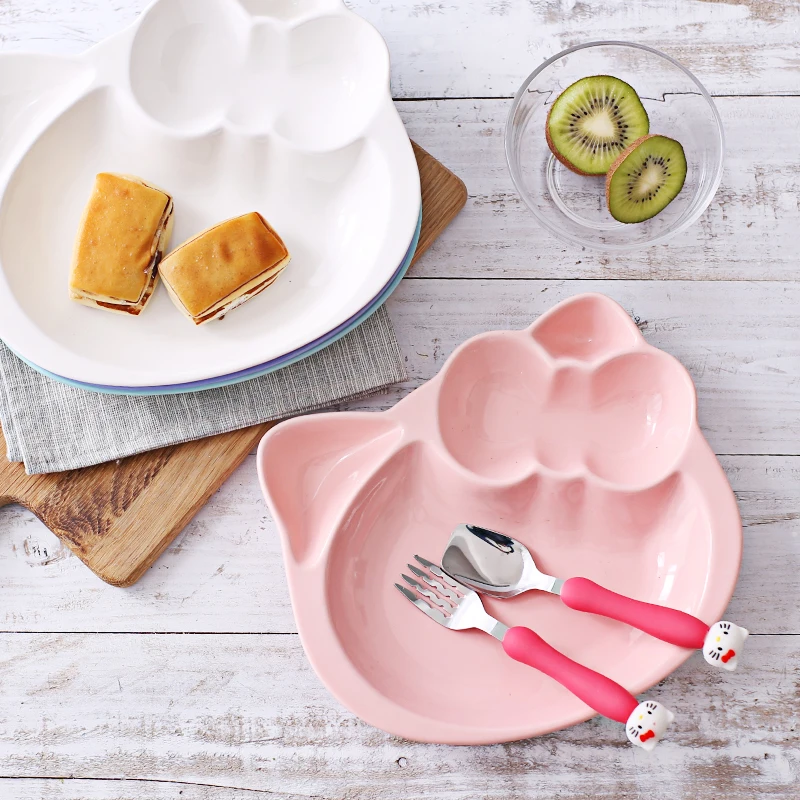 Toddler Baby Kids Child Feeding Lid Training Bowl with Spoon Cartoon Binaural Baby Feeding Ceramic Tableware Children Plate Suck Toddler Baby Kids Child Feeding Lid Training Bowl with Spoon Cartoon Binaural Baby Feeding Ceramic Tableware Children Plate Suck