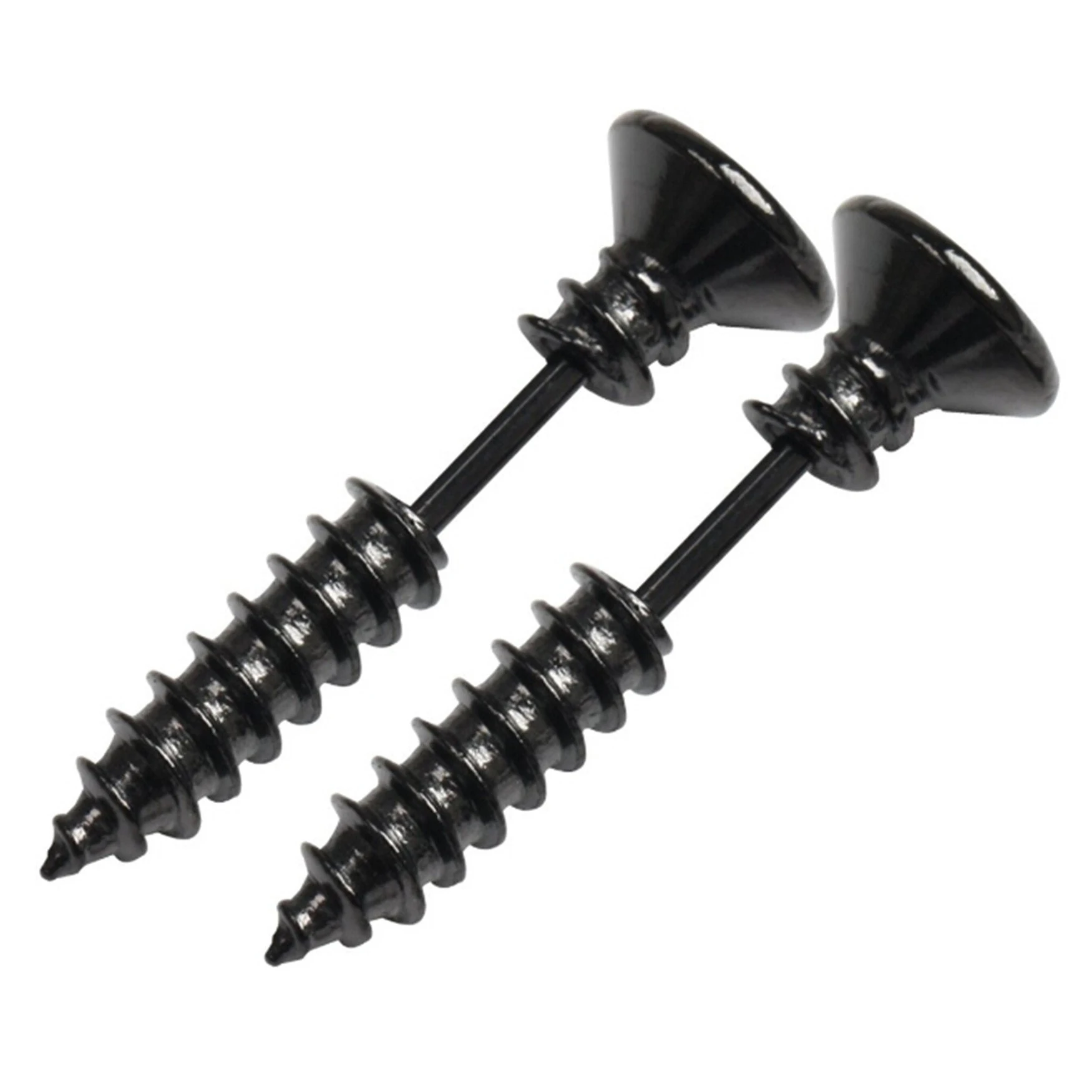 

3D Cross Screws Ear Stud Earrings, Black
