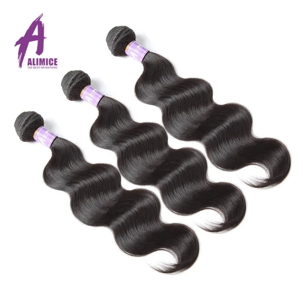 Alimice Malaysian Body Wave Hair Bundles 3 Bundles Deal 8-28 inch Non Remy Hair Weave Bundles 100% Hair Extensions Human Hair  (1)