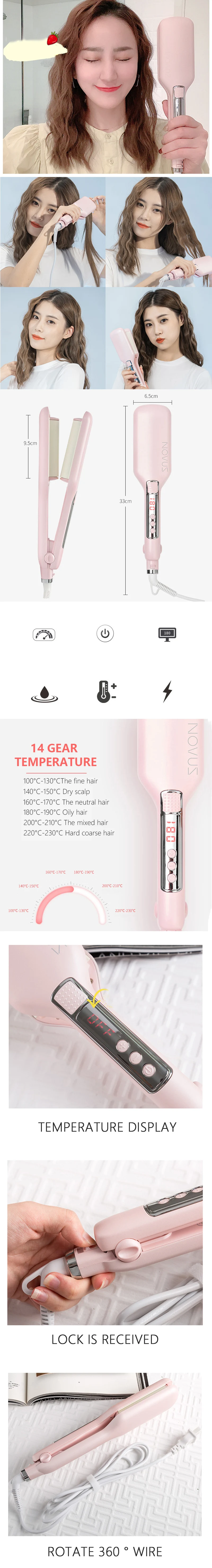 Rolos de Ovo de Cerâmica Modelador de Cabelo Novus Grande Onda Curling Ferro Ondulado Profundo Display Led 2 Barris Cabelo Ferramentas Estilor 28mm 2 High Quality Beleza e saúde