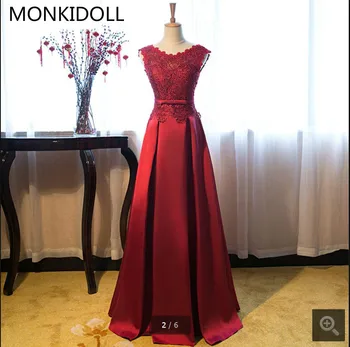 

New arrival 2017 burgundy lace prom dress open back sexy beaded crystals sleeveless prom gowns sheer corset prom dresses
