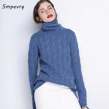 

Smpevrg Sale Autumn Winter Turtleneck Casual Woman Cashmere Sweater Long Sleeve Warm Knitted Women Sweaters And Pullovers