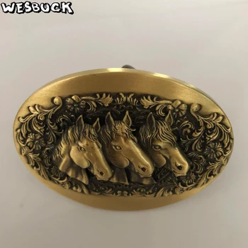 

WesBuck Brand New Style Luxury Brand Designer Belt Buckle Metal Brass Buckle Horses Heads High Quality Belt Buckles Hebilla