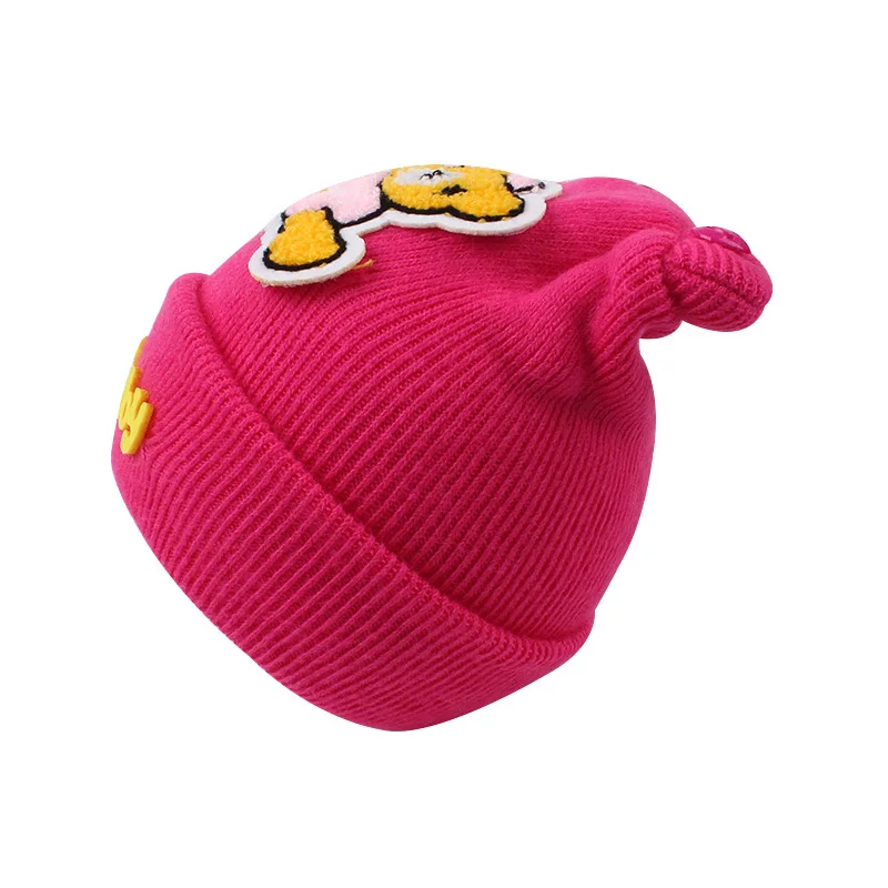 Knitted Newborn Baby Hat Cute Bear Infant Beanie Hat For Newborn Girls Soft Warm Baby Tire Hat Autumn Winter Baby Girls Clothing (10)