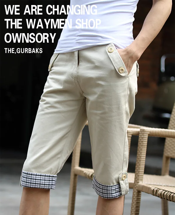 Gurbaks male summer male casual capris Men slim capris summer male
