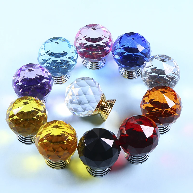 Colorful Crystal Glass Knobs Cabinet Handles Crystal Ball Cupboard Pulls  (1)