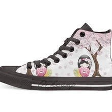 Японская Весенняя кукла Kokeshi; Новинка; дизайнерская Повседневная парусиновая обувь; обувь на заказ; Прямая