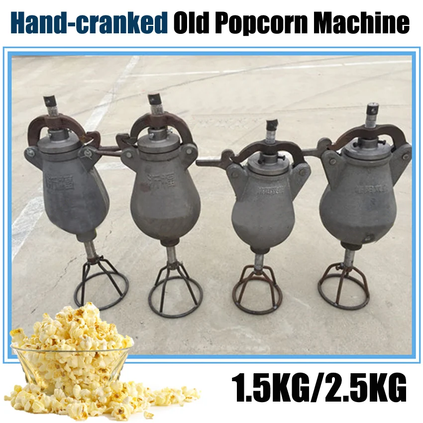 1pc 2.5kg Handcranked Old Popcorn Machine Manual Popcorn Maker Puffed