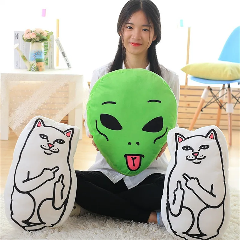 

46cm Creative Cheap Cat & Alien Pillow Middle Finger Funny Cat Gift for Kids & Friends Free Shipping