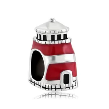 

Free shipping Antique' D Beacon Of Hope Red Lighthouse Tower Charms Beads Fit Pandora bracelet