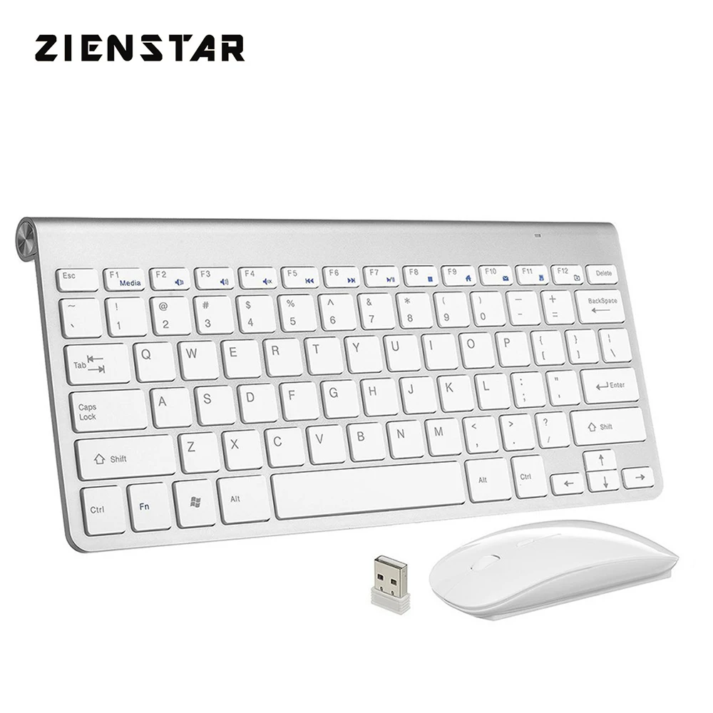 Клавиатура и мышь Zienstar ультратонкие беспроводные 2 4 ГГц с USB приемником|keyboard mouse