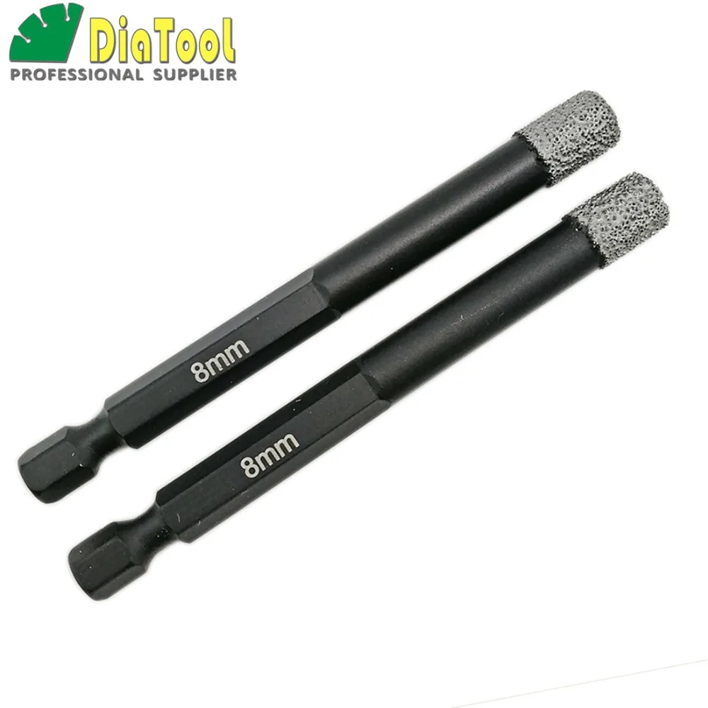 DIATOOL 2pcs 8mm Vacuum Brazed Diamond Core Bits With Qucik Fitting Shank, Dry Drilling Bits, Professional Quality