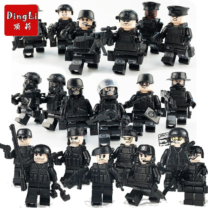 20Pcs/set Military Special Forces Soldiers Bricks Figures Guns Weapons Compatible Legoings Armed SWAT Building Blocks Ww2 Toys