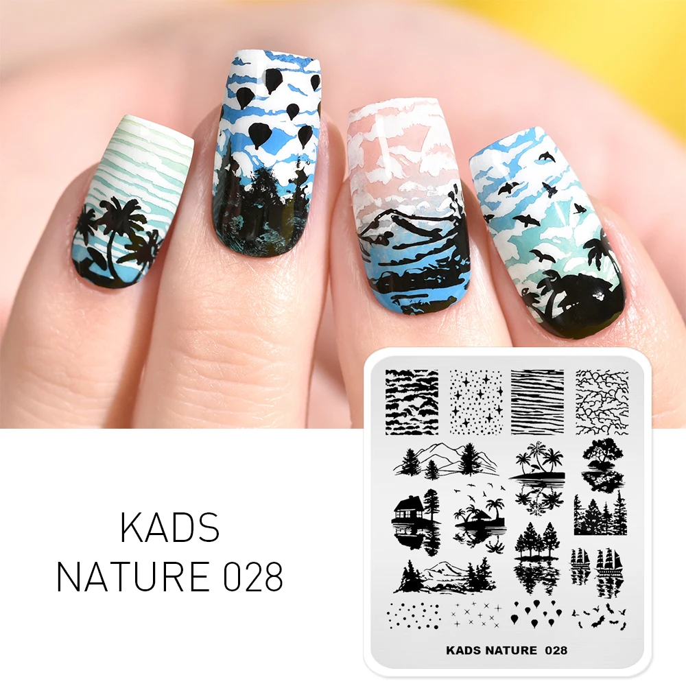 

missguoguo Nail Stamping Template Ink Landscape Scenery Plate for Stamping Manicure Stencils for Overprint Designs on Nail