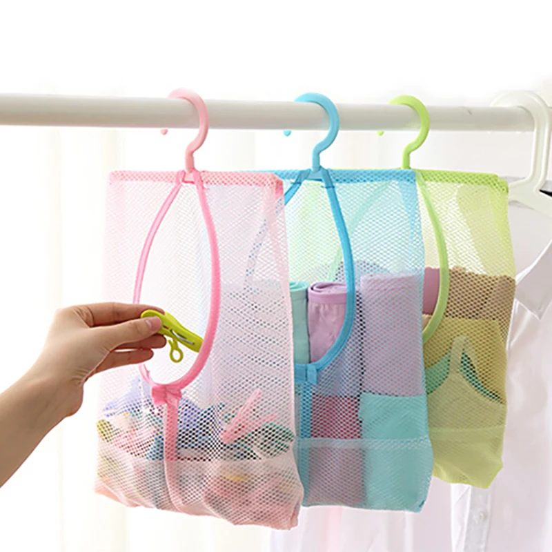 

1 PC Hangable Polyester Clothes Storage Mesh Bag Easy to Use Save Space use for Kitchen Bathroom Kitchen and Balcony