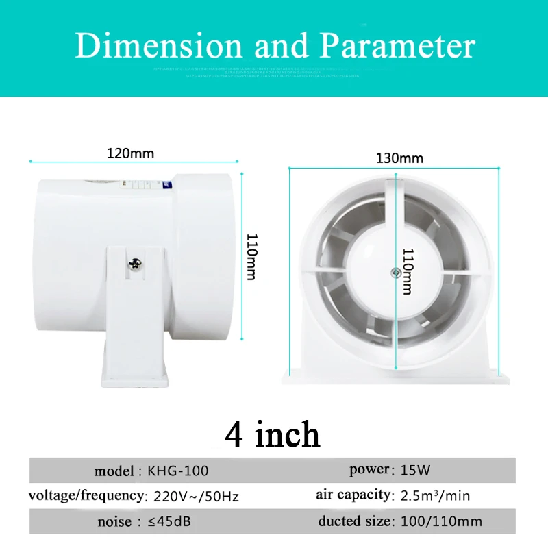4/6 дюймов Встроенный канальный вентилятор, вытяжной вентилятор для труб, мини вентиляционный вентилятор, потолочный вентилятор для ванной комнаты, кухни, туалета, вентилятор 100 мм, 220 В