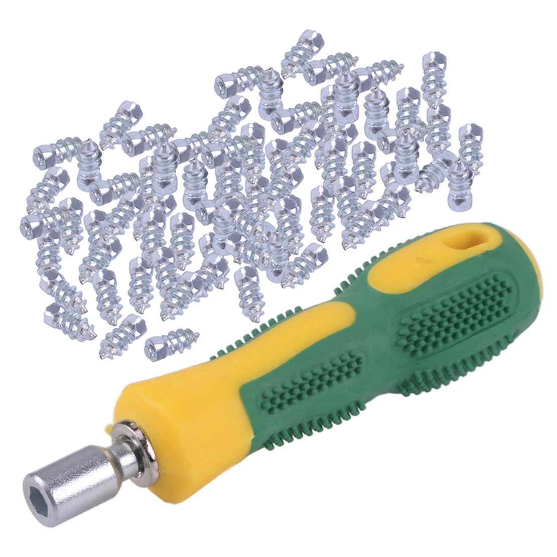 

DWCX 100pcs 15mm Car Wheel Tyre Tire Tread Anti-Slip Stud Spike Screw with Sleeve Tool Winter Snow Ice Road Accessories