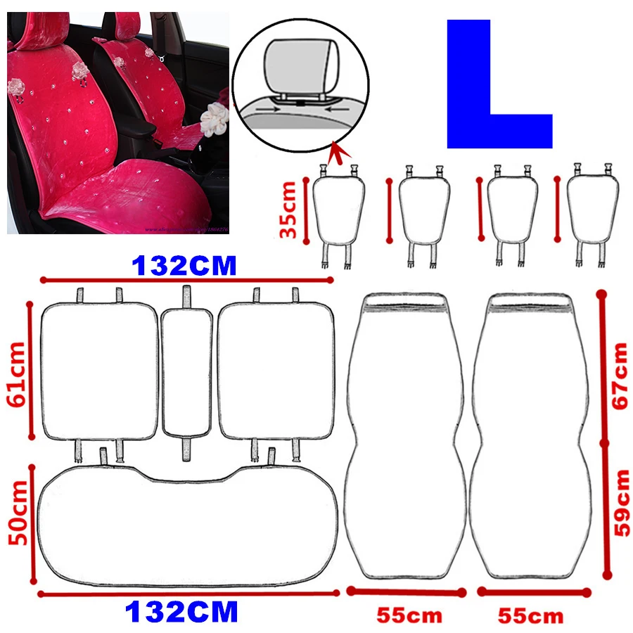 Ladycrystal мягкий теплый плюш сиденья авто Салонные аксессуары со стразами Чехлы для сидений мотоциклов для Обувь для девочек Для женщин дамы - Название цвета: Rose L