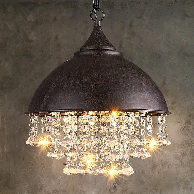 

Modern Crystal Chandeliers American Industrial Chandelier Lights Fixture Retro Vintage Hanging Lamp Cafes Home Indoor Lighting